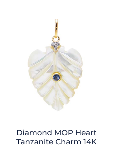 Diamond MOP Heart Tanzanite Charm 14K