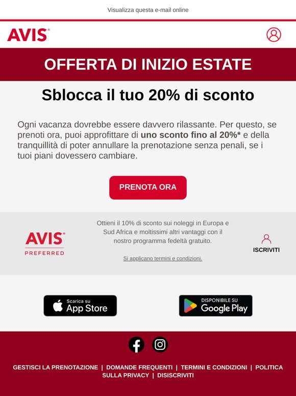 Non lasciarti sfuggire lo sconto del 20%