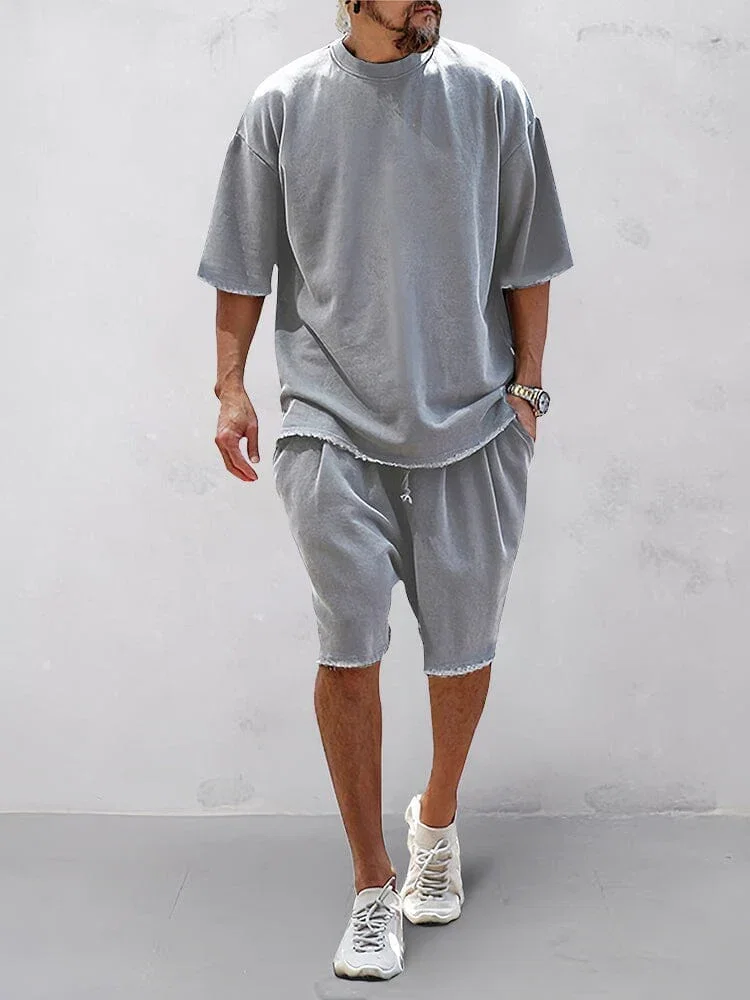 Image of Casual Loose Fit Solid Sports Sets