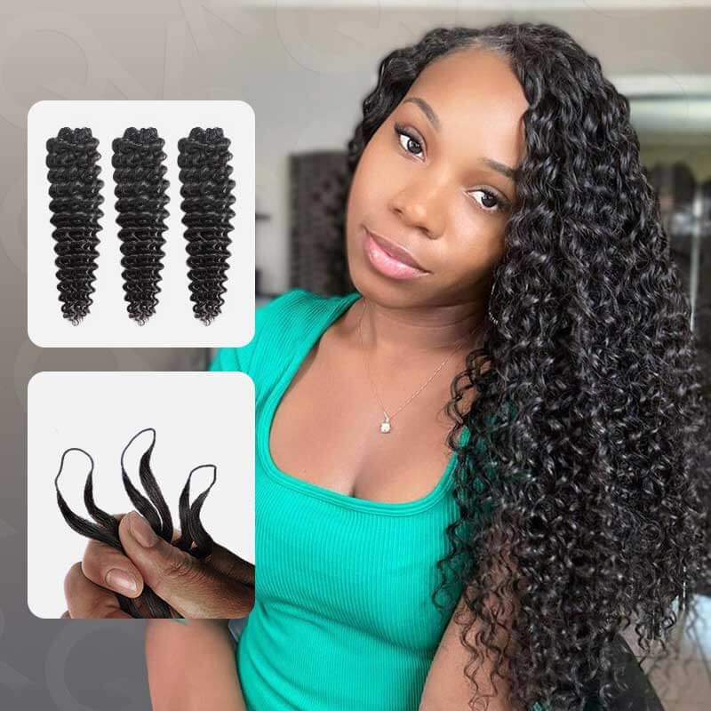 Image of 70%off| CLEARANCE SALE| Deep Curly Handmade Feather Crochet Braid Human Hair Extensions