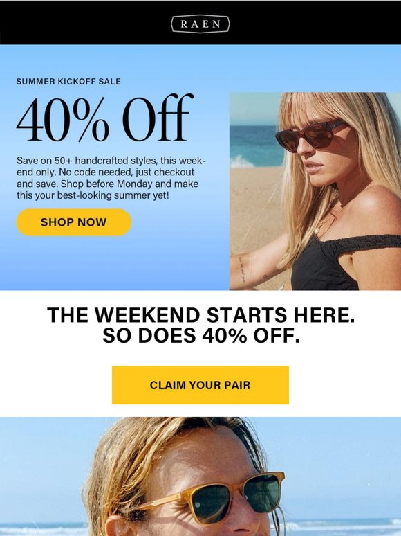 ☀️ Shop the Summer Kickoff Sale now and save 40% on your next frame!