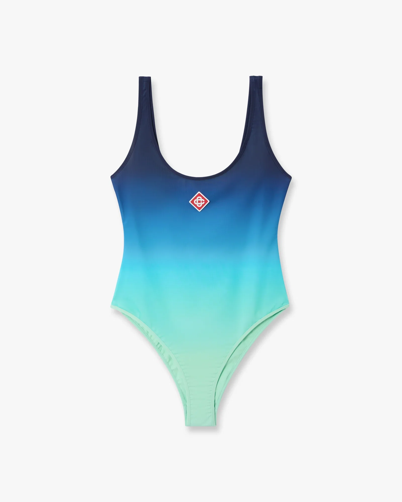 Image of Blue & Green Gradient Printed Swimsuit