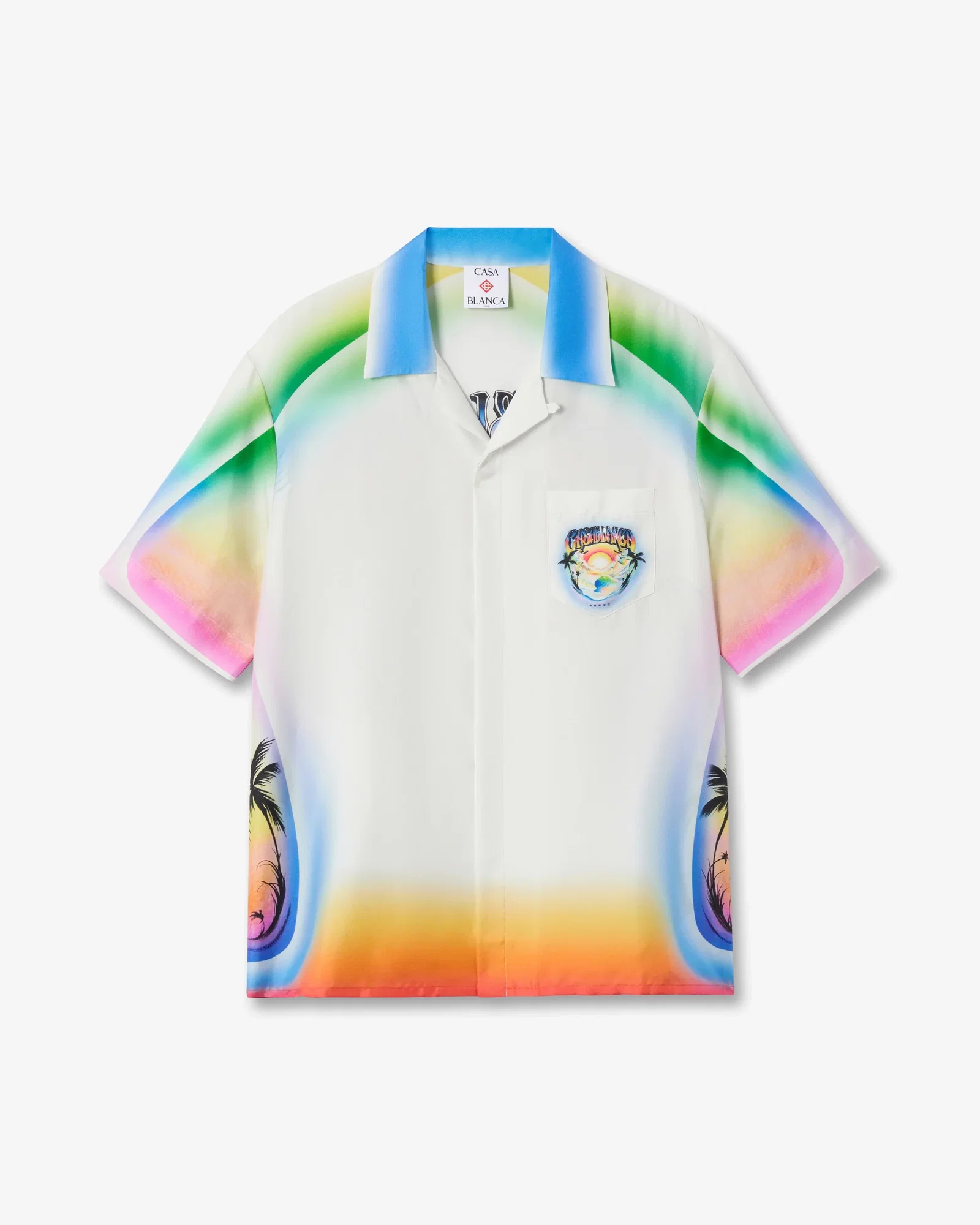 Image of Multicolour Airspray Short Sleeve Silk Shirt