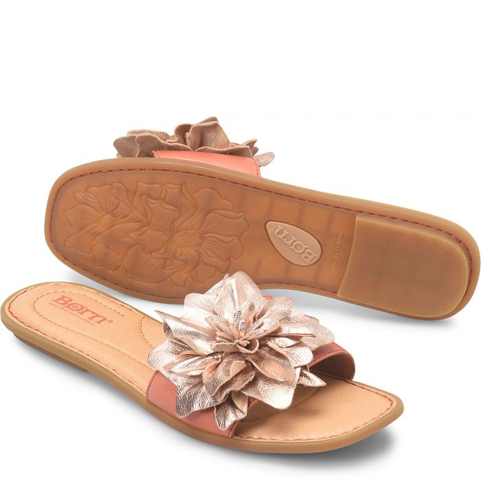 Hibiscus flat slide sandal in pink.