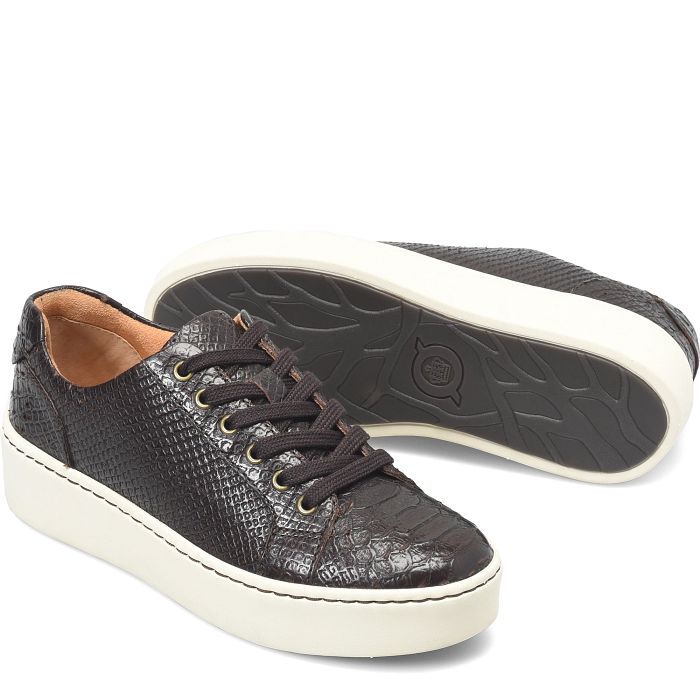 Mira lace up sneaker ing brown snake print.