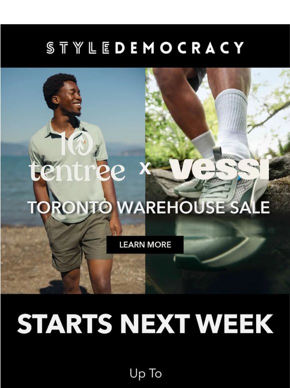 Next Week: Tentree x Vessi Warehouse Sale