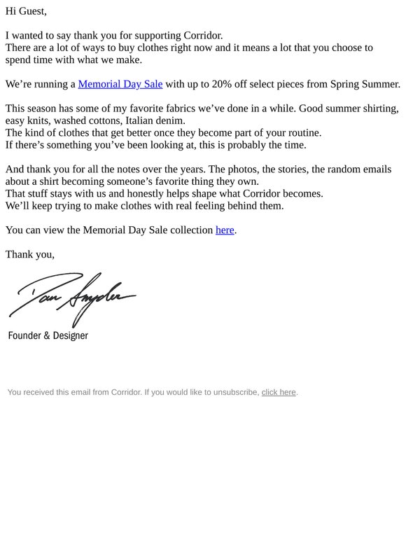 Memorial Day Sale - up to 20% off