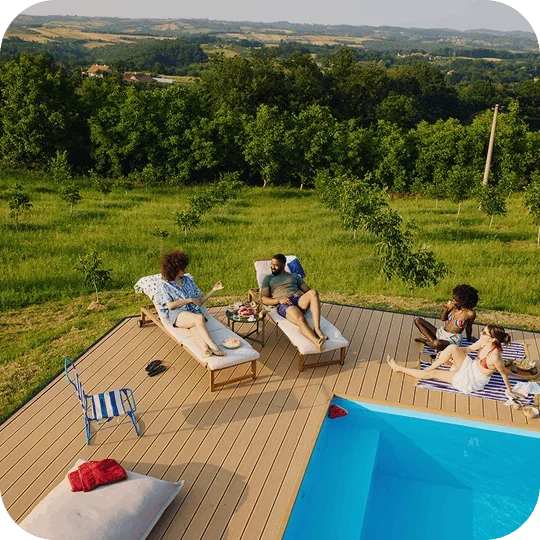 People laying on the deck