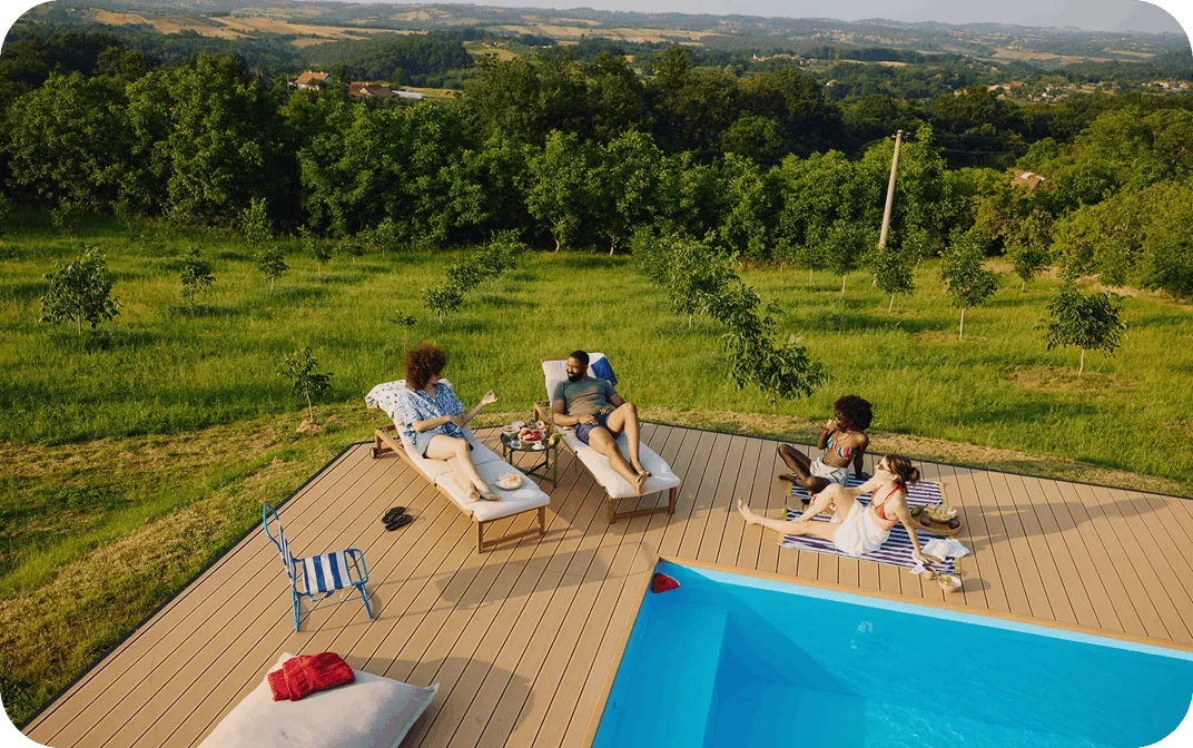 People laying on the deck