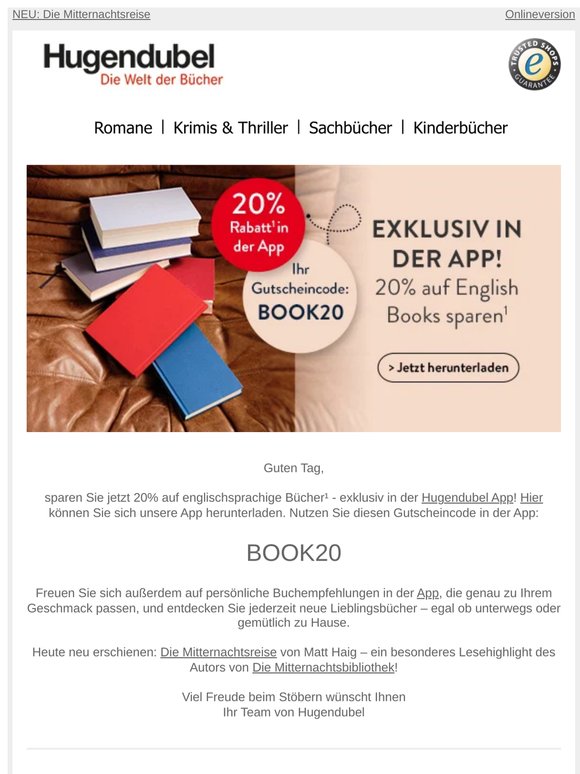 20% Appgutschein & Neues von Matt Haig! 🤩