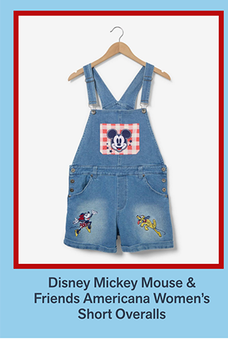 Disney Mickey Mouse and Friends Americana Women's Short Overalls