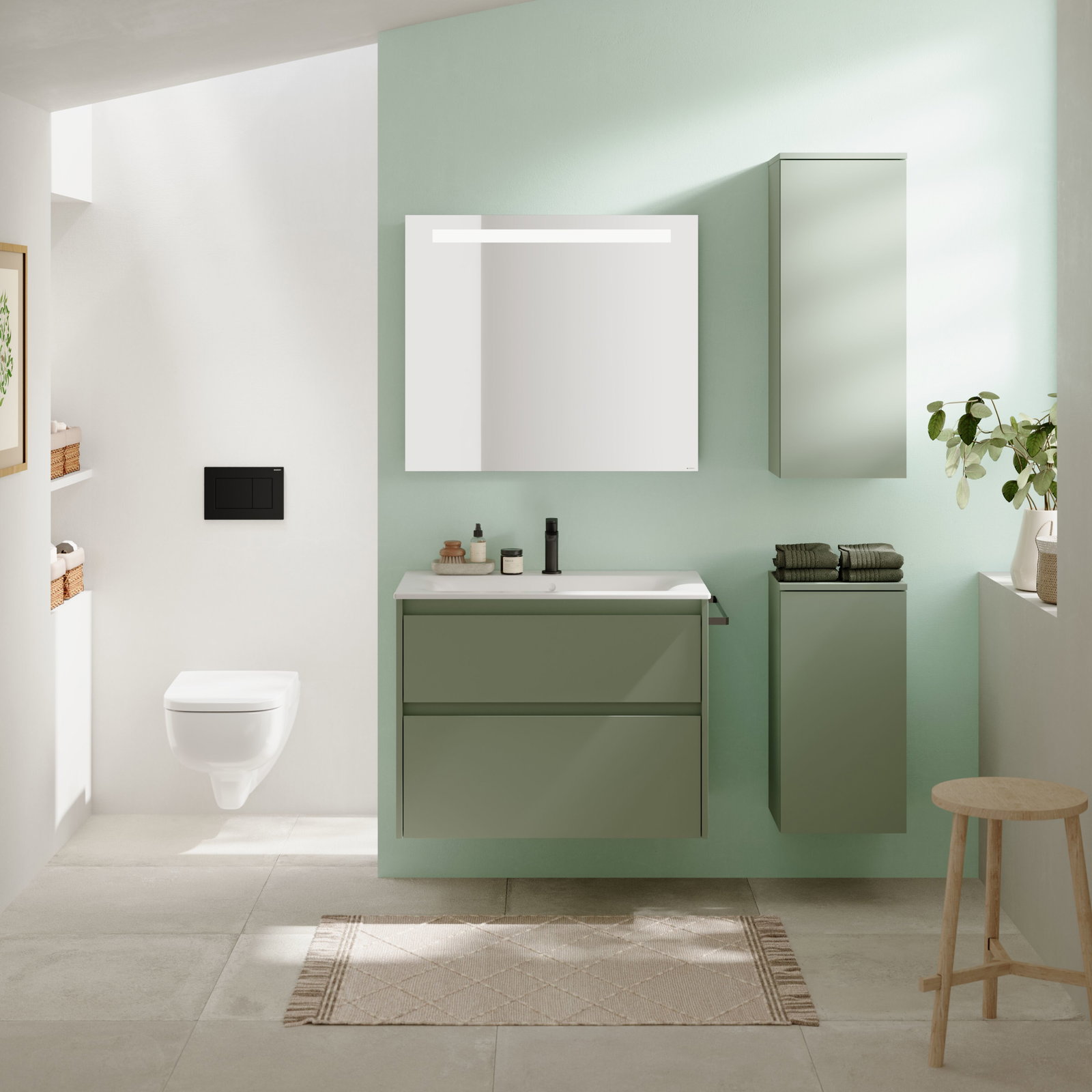 Geberit Renova Plan Möbelwaschtisch mit Unterschrank 80 cm, mit 2 Schubladen