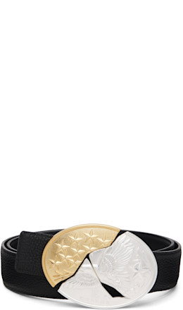 Black Cracked Vintage Heroism Buckle Belt - NULLUS