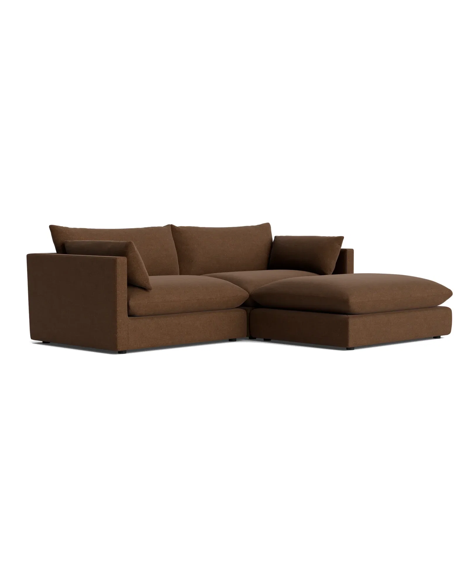 Image of Sidney 4 Seater Chaise Sofa | Fossil Chocolate