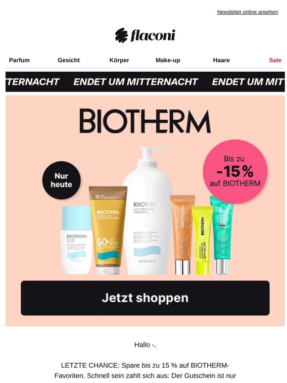 📢 Bis zu 15 % auf BIOTHERM