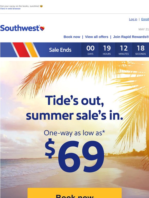 Summer sale fares as low as $69—hurry, ends today.