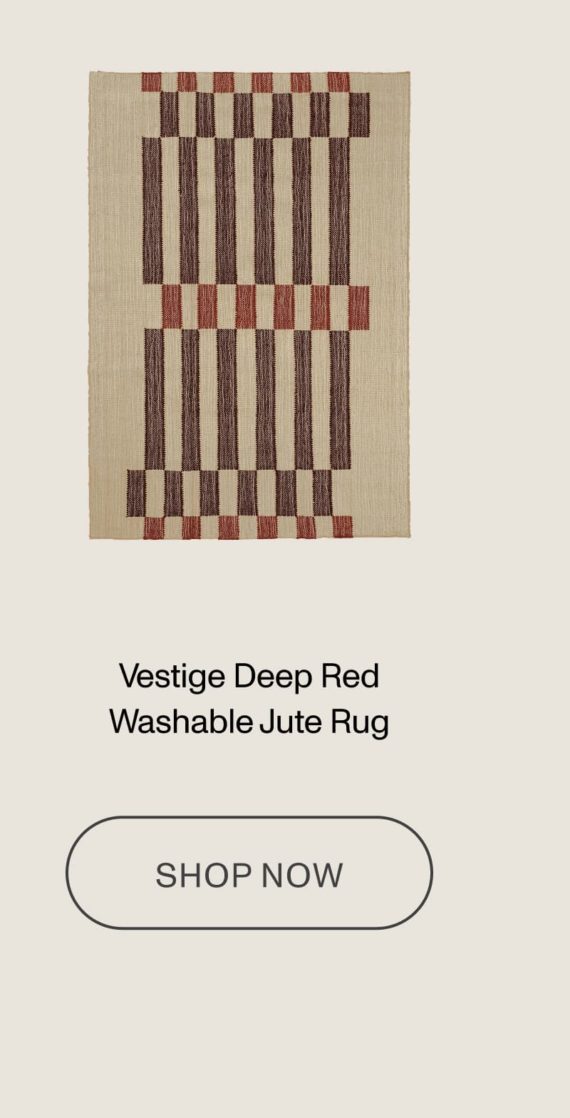 Vestige Deep Red Washable Jute Rug