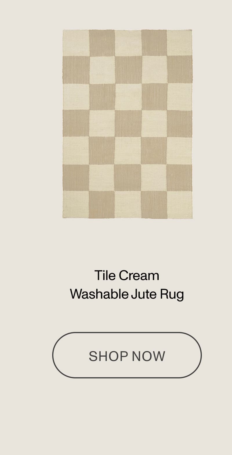 Tile Cream Washable Jute Rug