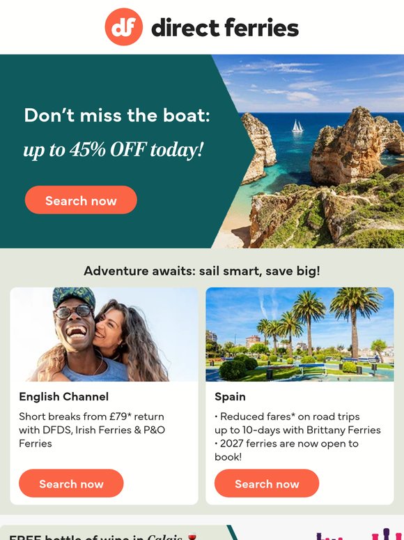 Don’t miss the boat – up to 45% OFF today!