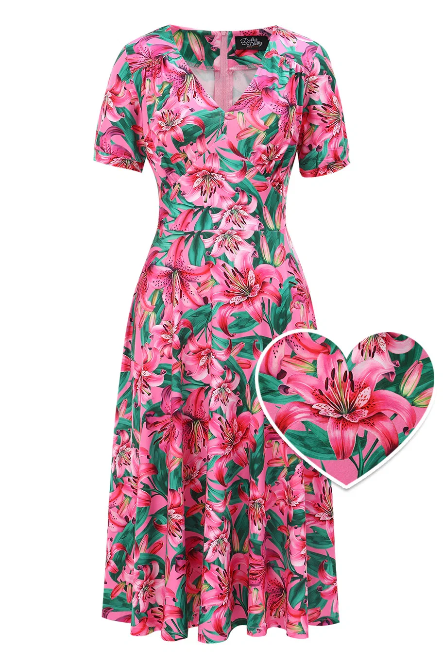 Image of Julia Pink Lily Midi Dress