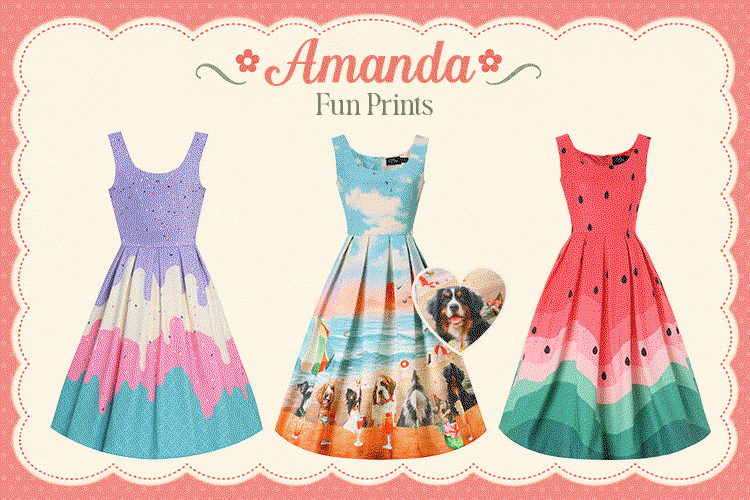 Amanda Quirky Fun Print Dresses