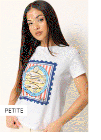 M&Co Petite White Sardine Graphic Print Cotton T-Shirt