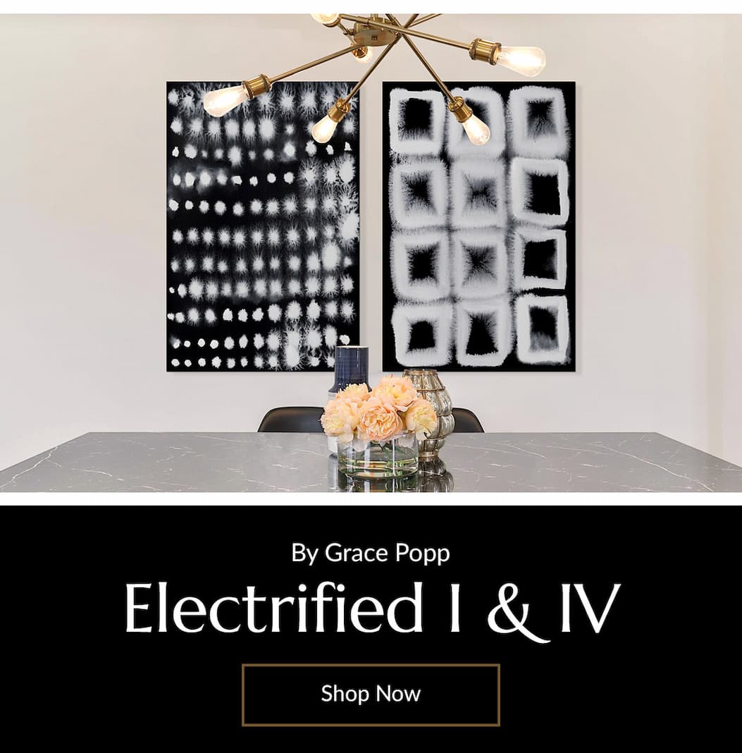 High contrast abstract pieces create intensity and drama in a space