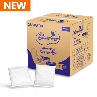 Regular Maxi Pads With Wings, Bulk Packaging - 288 Pads Per Box