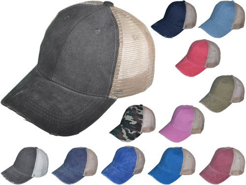 Vintage Mesh Trucker Hats - BK Caps Low Profile Structured Pigment-Dyed Cotton (12 Colors Available) - 5026