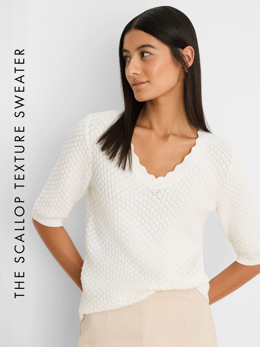 The GIF showcasing various sweaters from the new collection.