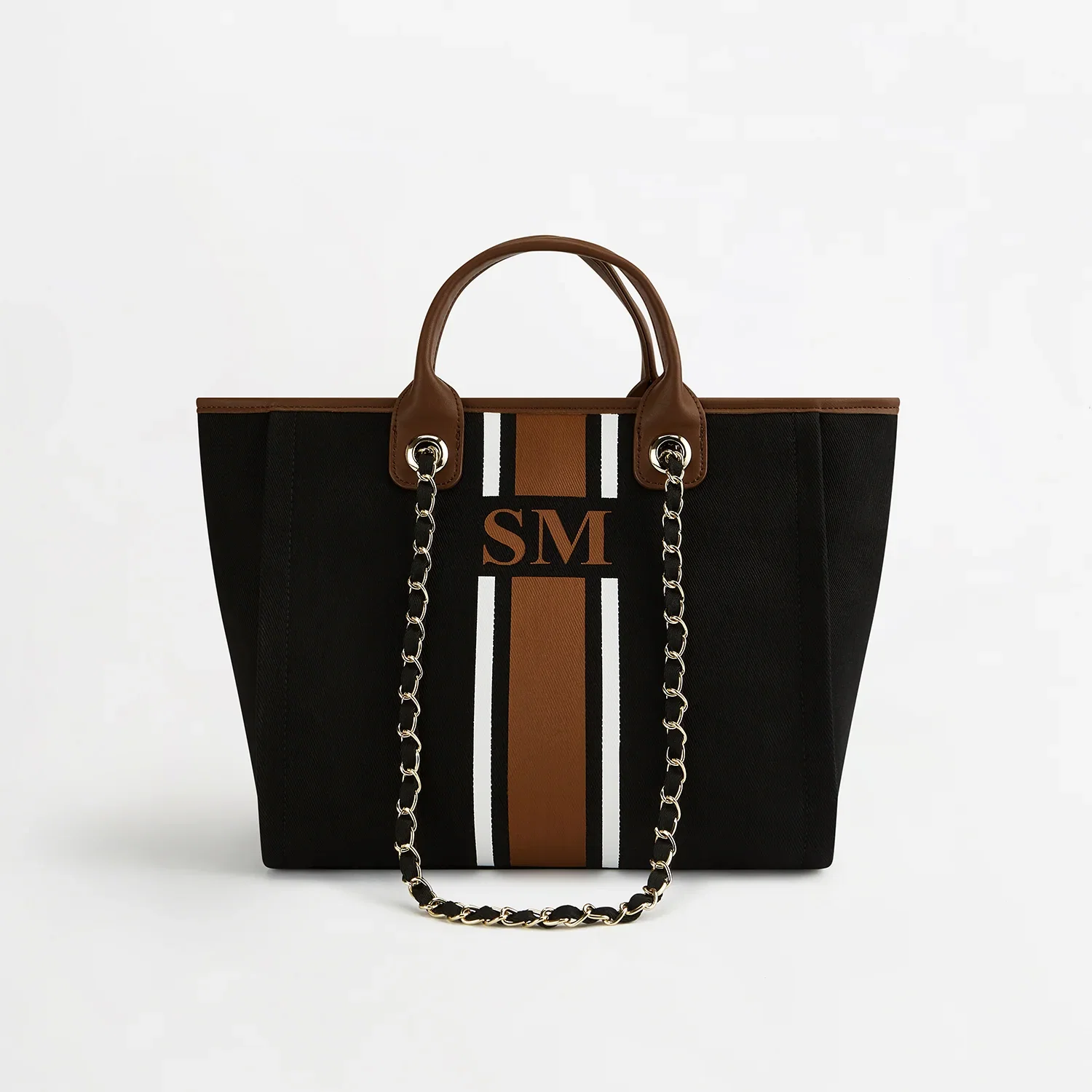 Image of The Lily Canvas Tote - Black & Tan - Medium