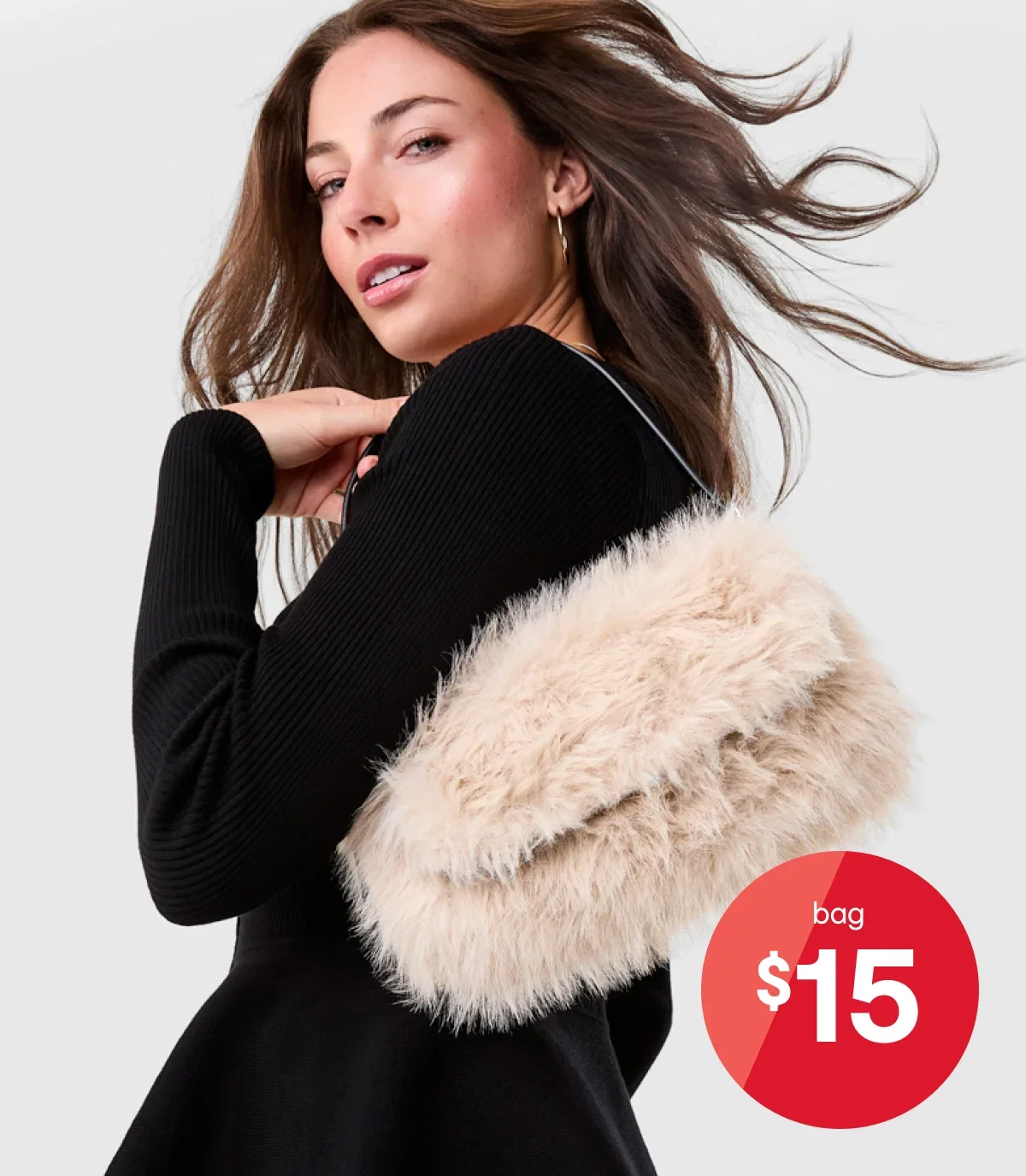 Faux fur shoulder bag