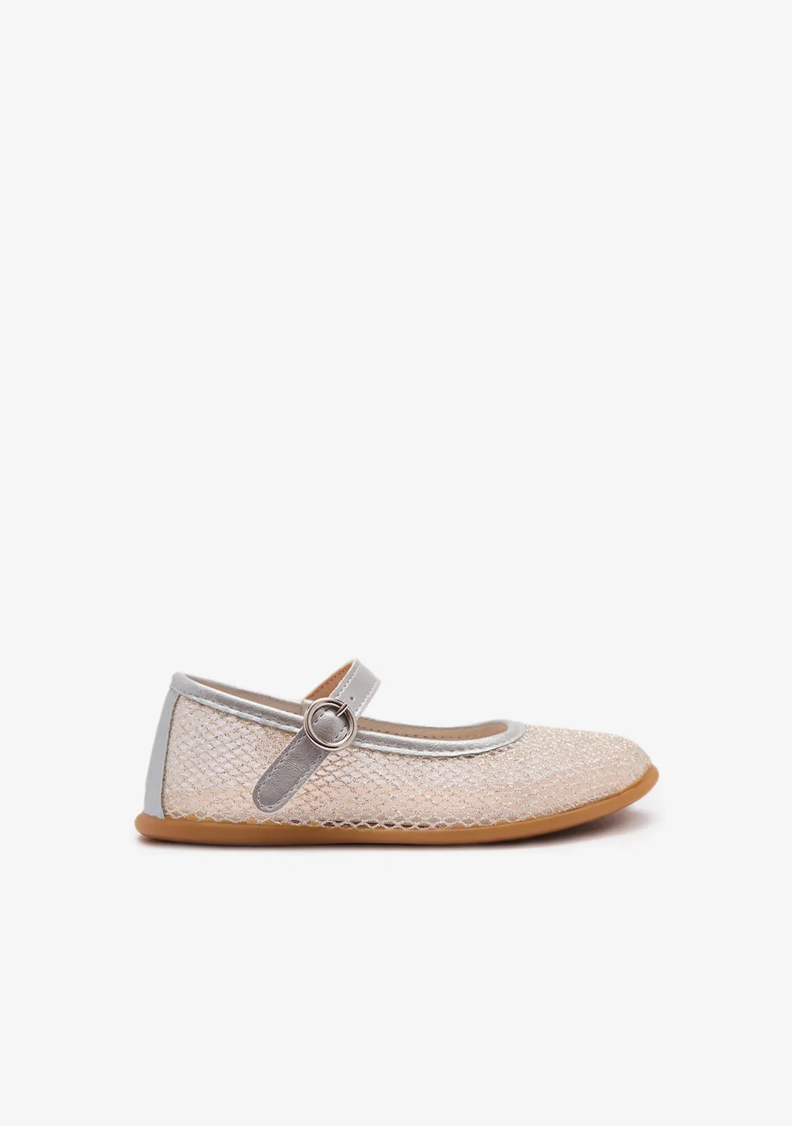 Image of Silver Mesh Buckle Ballerinas