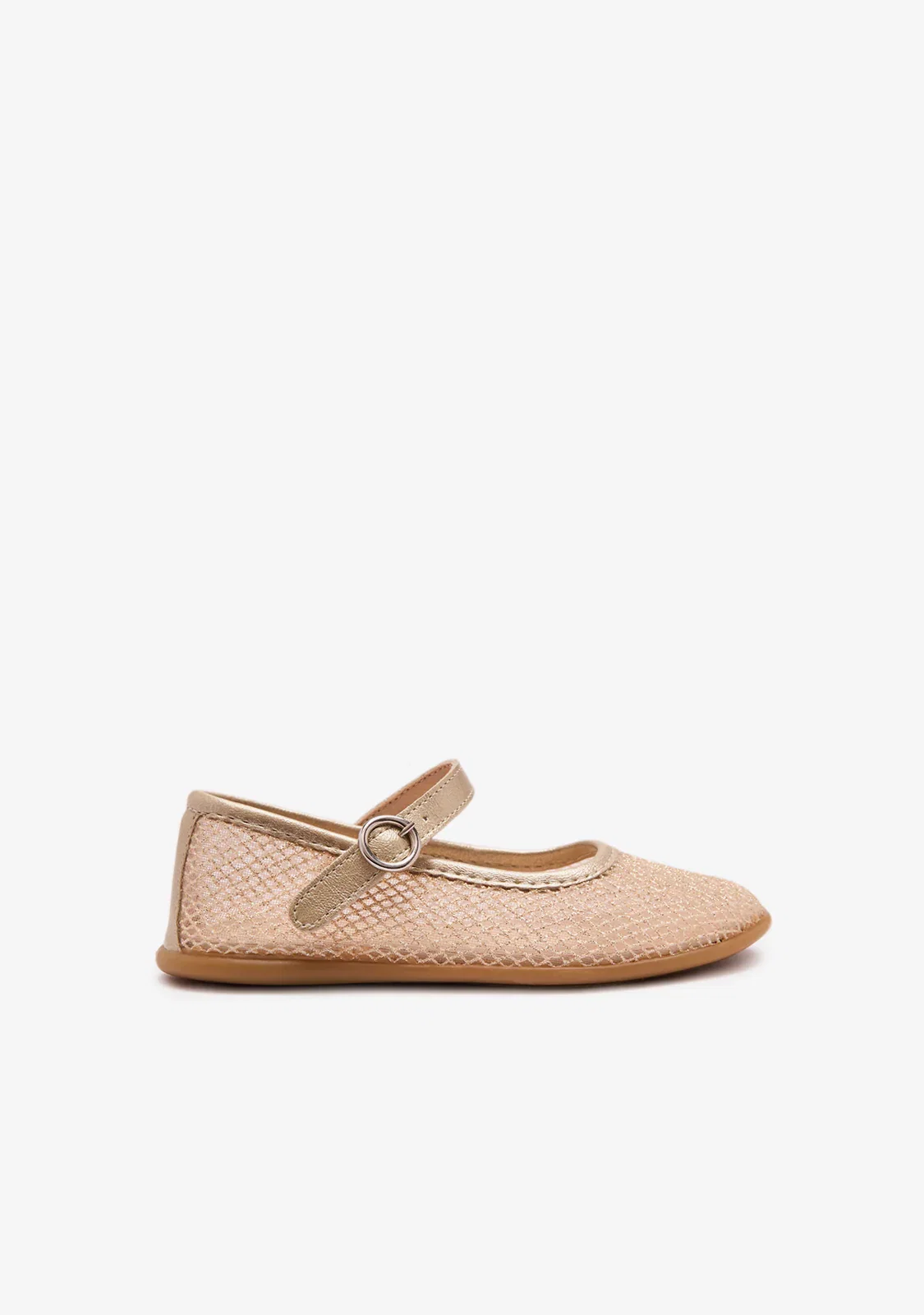 Image of Gold Mesh Buckle Ballerinas