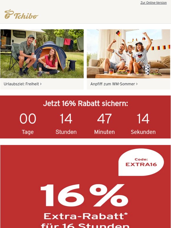 Nur heute mit Code EXTRA16 👉 16% Extra-Rabatt auf viele Artikel! 🚀
