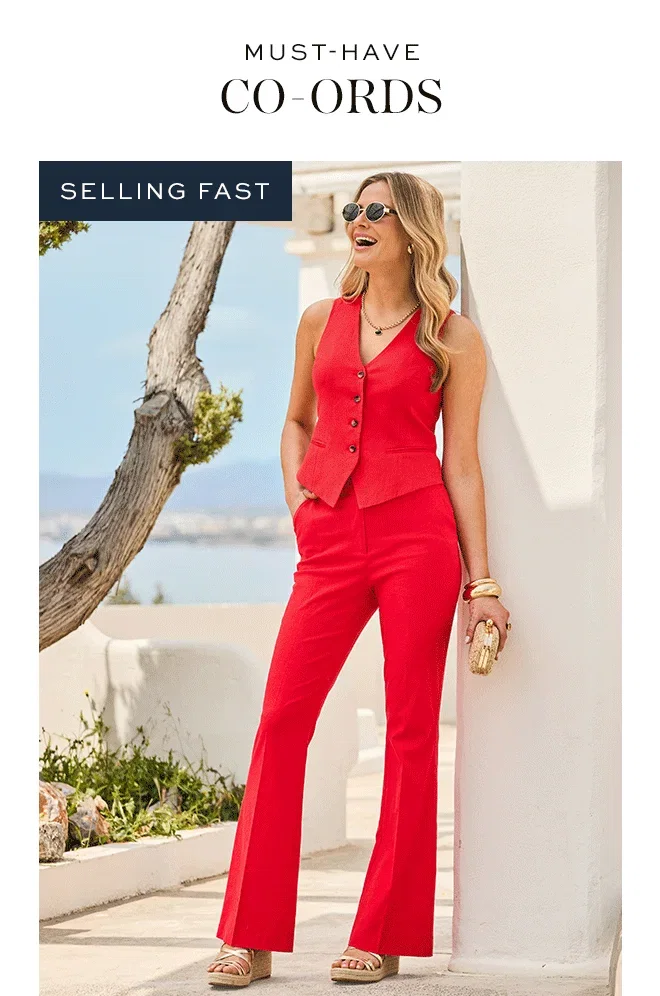 Red Linen Blend Kick Flare Trousers