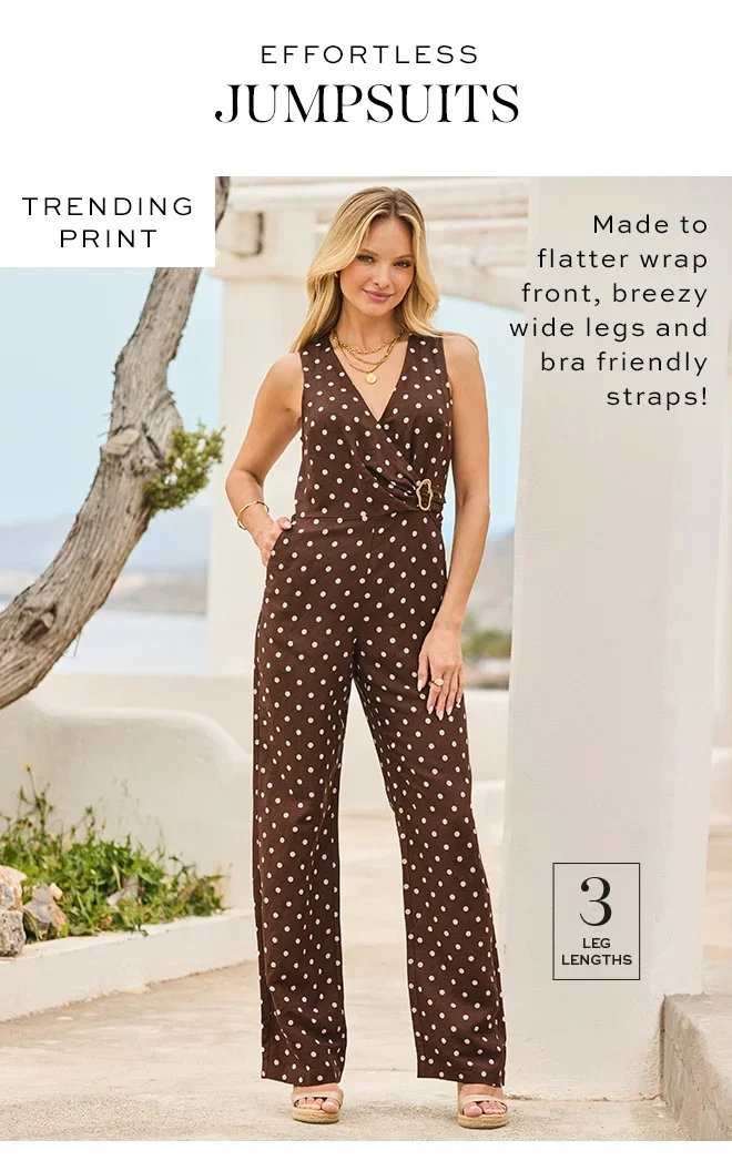 Brown Polka Dot Linen Blend Jumpsuit