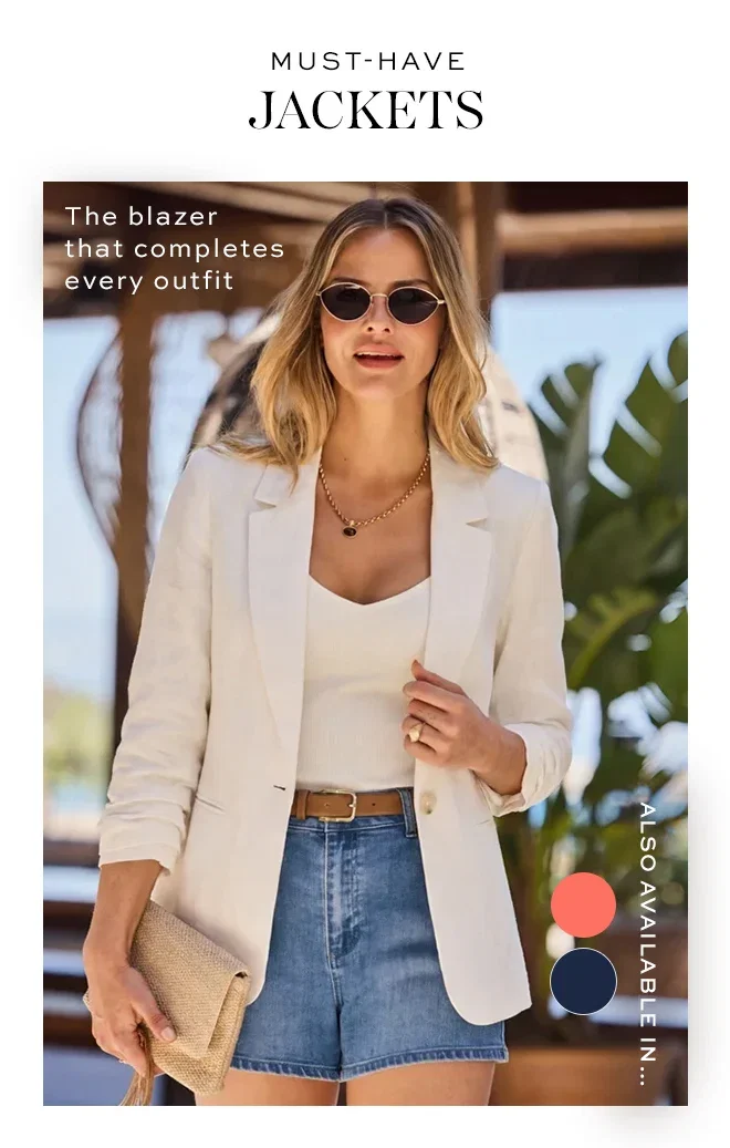 Ivory Ruched Sleeve Linen Blend Blazer