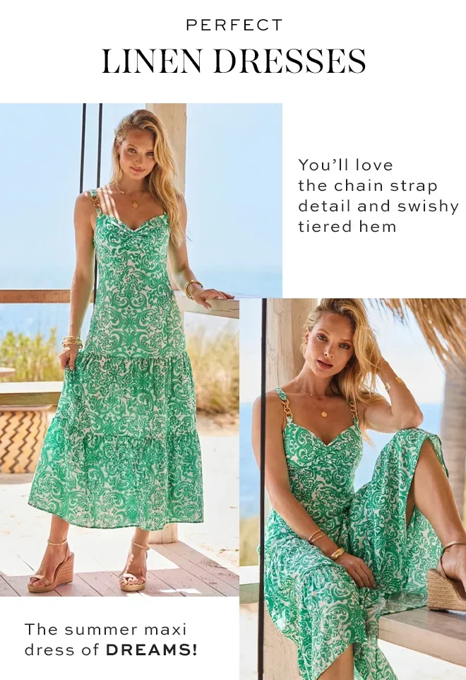 Green Paisley Print Linen Blend Split Hem Midaxi Dress