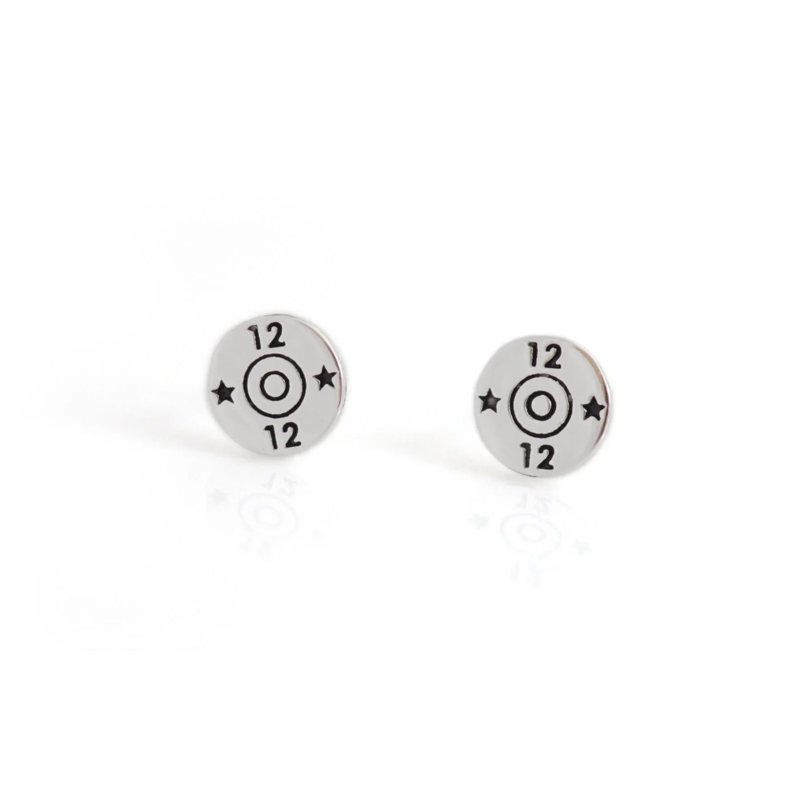 Image of Exclusive Sterling Silver 12 Bore Shotgun Cartridge Stud Earrings