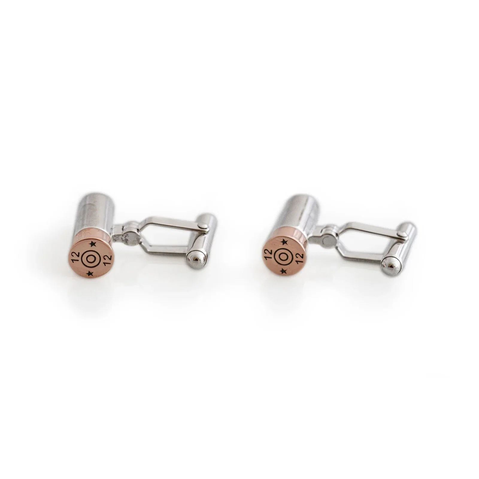 Image of Exclusive Sterling Silver & 18ct Rose Gold Plated Shotgun Cartridge Cufflinks