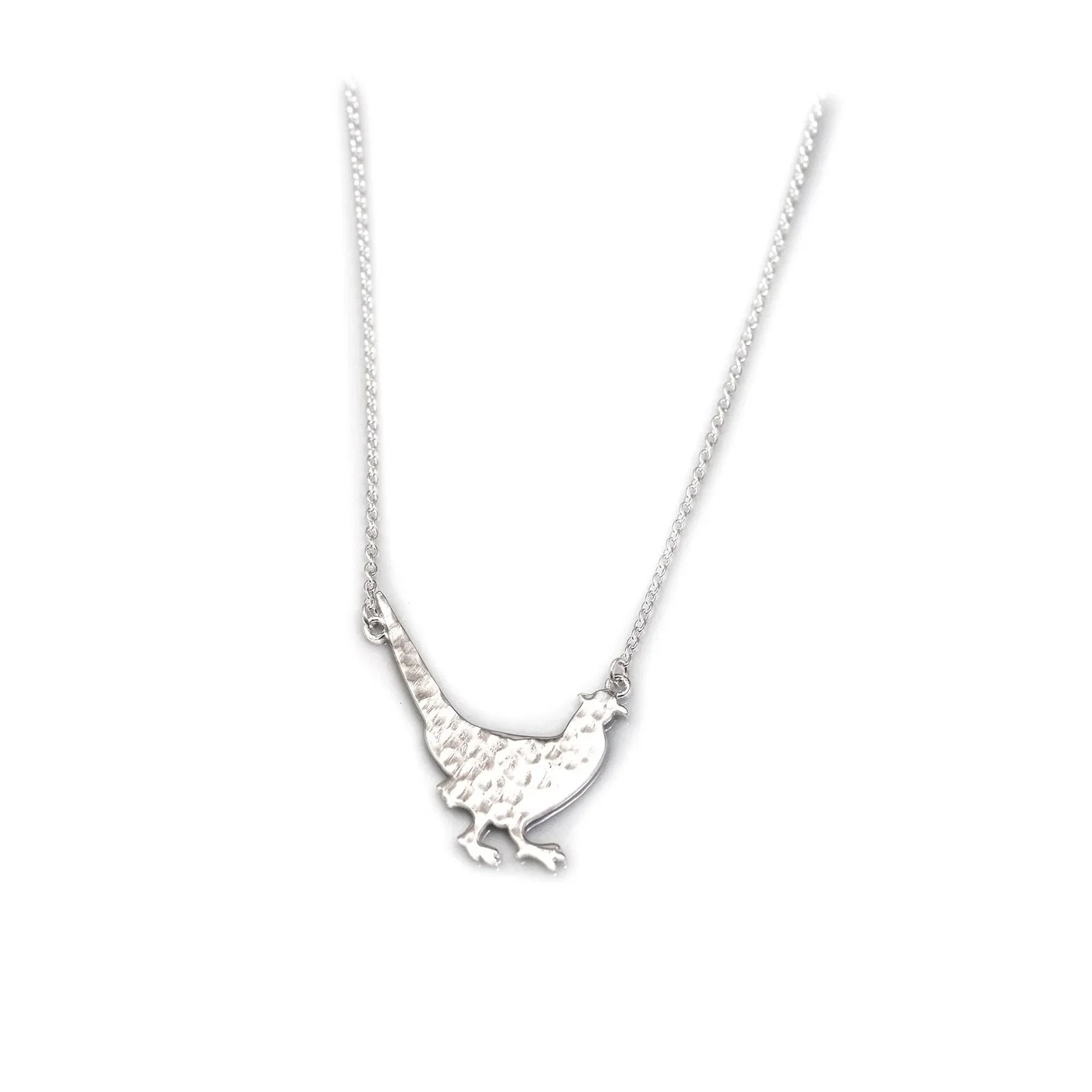 Image of Exclusive Hammered Sterling Silver Pheasant Necklace