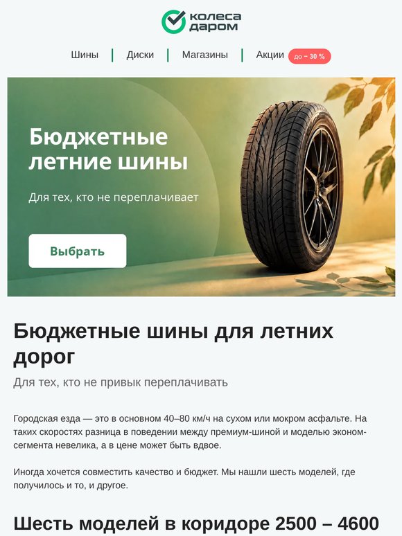 Топ 6 летних шин!