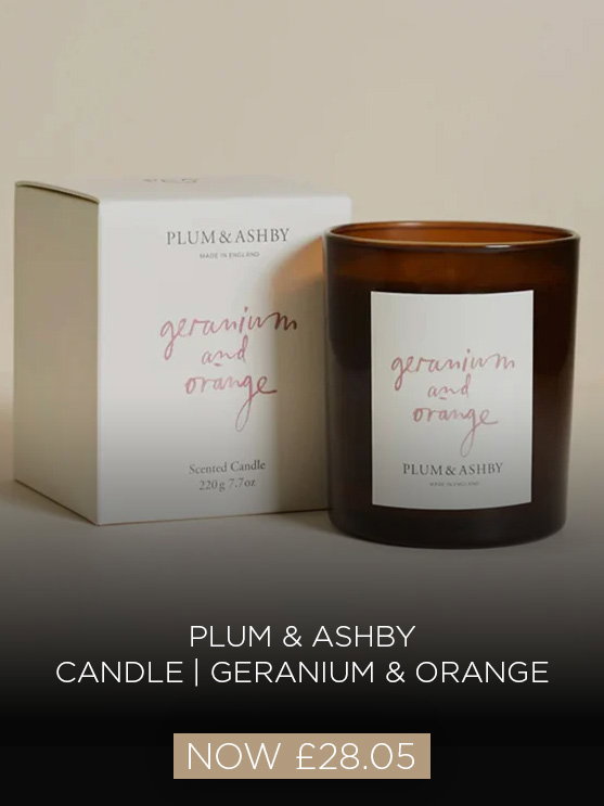 Plum & Ashby geranium and orange scented candle