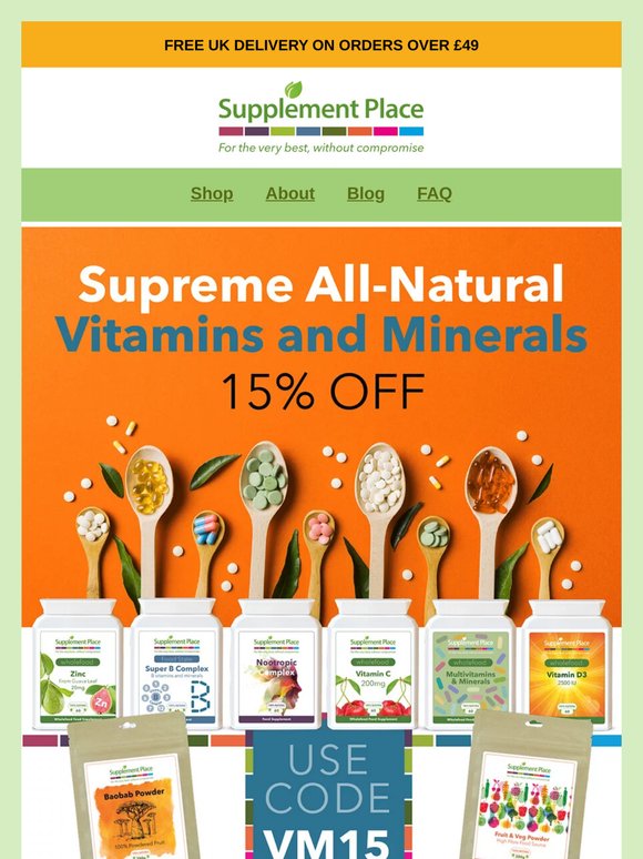 Vitamins and Minerals - 15% OFF