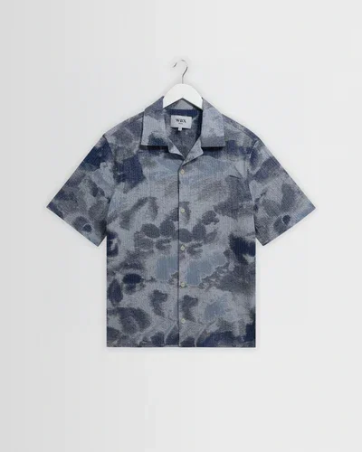 Didcot - Blue Watercolour Print Short-Sleeve Shirt