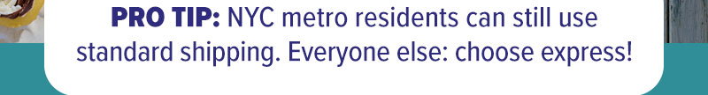 Pro tip: NYC metro residents can still use standard shipping. Everyone else: choose express!