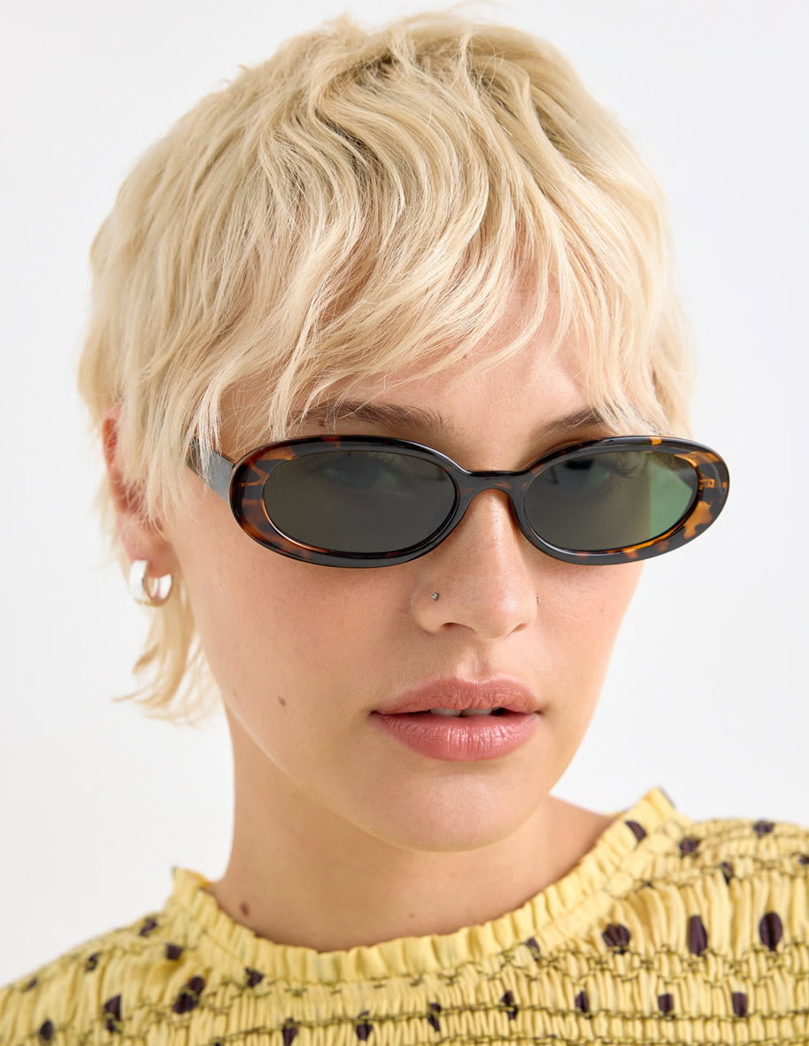 Faux Tortoiseshell Oval Sunglasses
