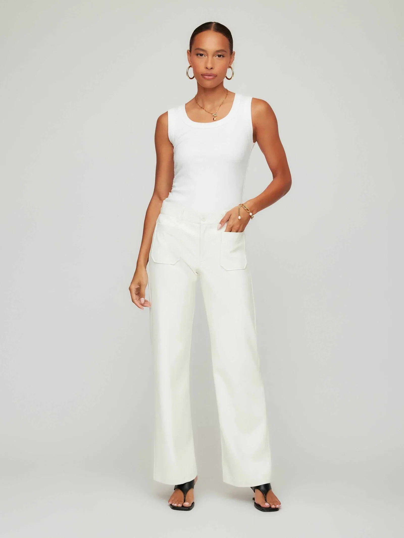 Image of Sophia  Faux Leather Wide-Leg Pants