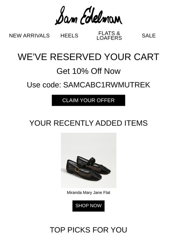 Your cart is reserved. Here's 10% off